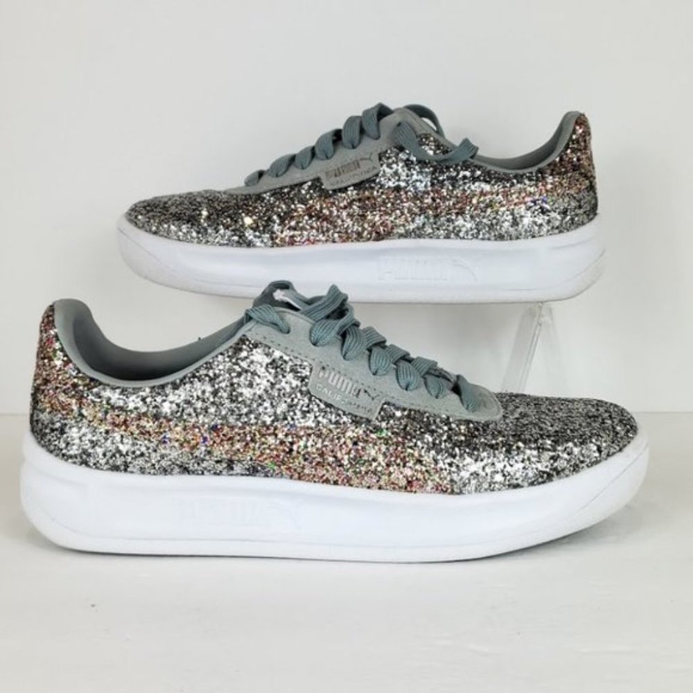PUMA California Glitz Sneakers silver Sz 9 - Picture 3 of 9